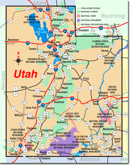 Road Map Of Utah